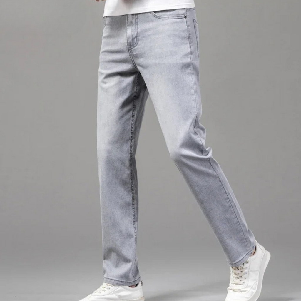 Jean Homme Premium Résistant Coupe Droite Ajustée – Denim Quotidien - Gris