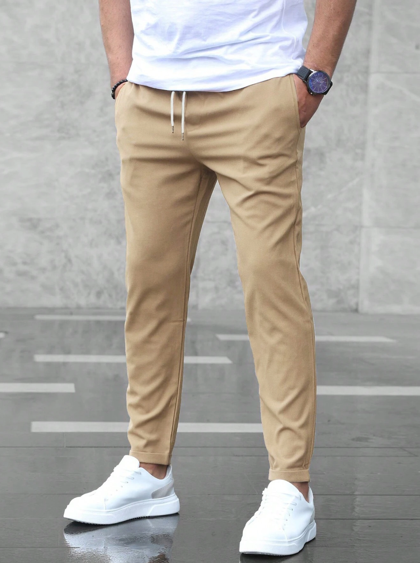 Jogging Slim Fit Premium Homme – Pantalon Décontracté Ajusté à Cordon - Beige