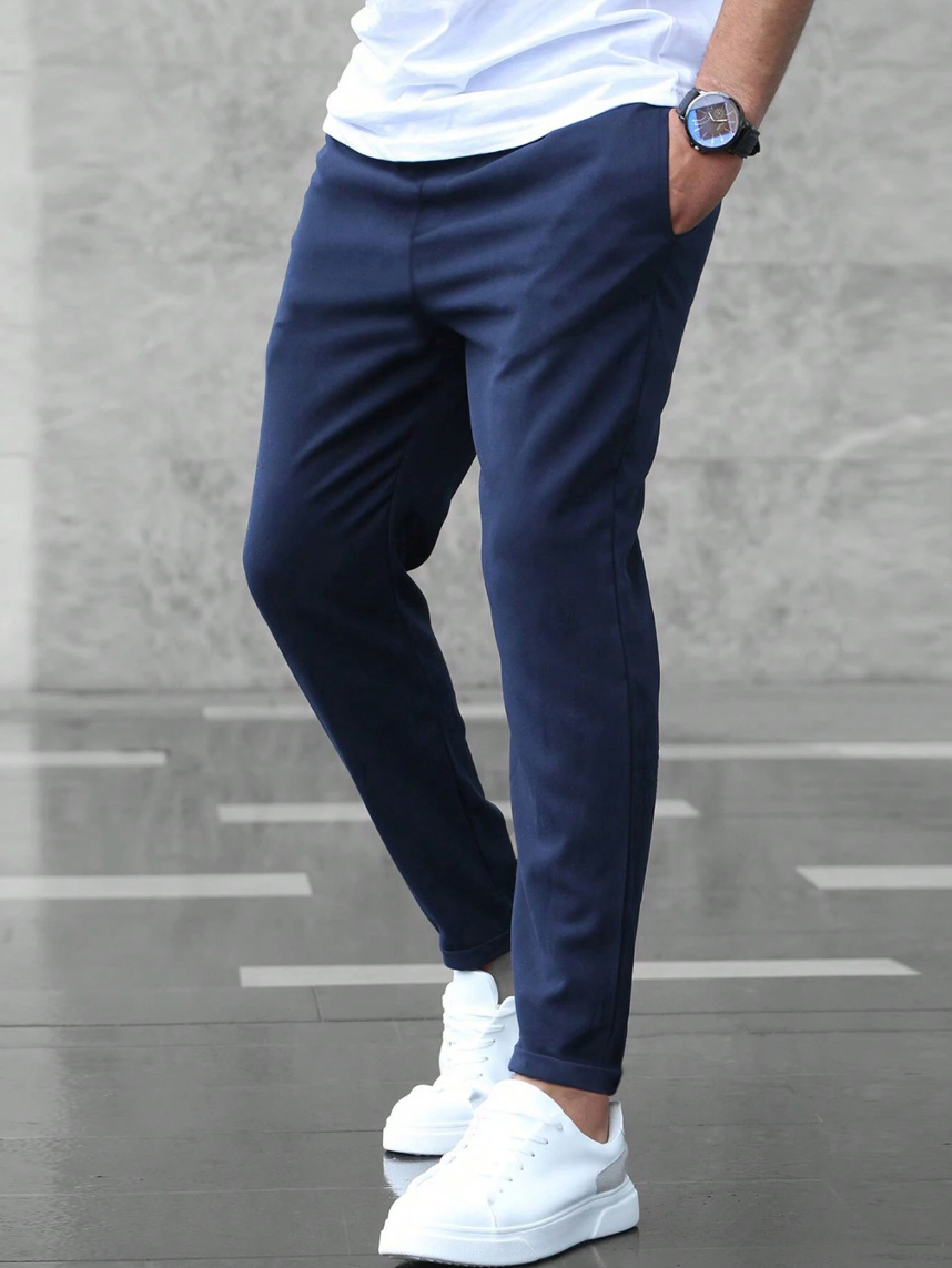 Jogging Slim Fit Premium Homme – Pantalon Décontracté Ajusté à Cordon - Bleu marine