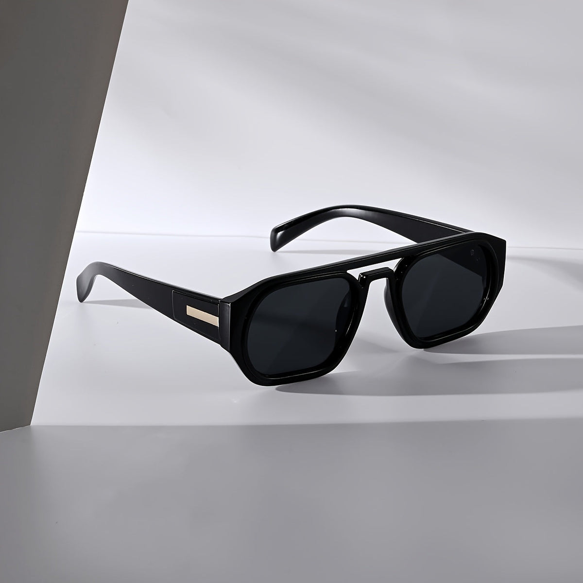 Lunettes à double pont pour hommes - Noir Gris