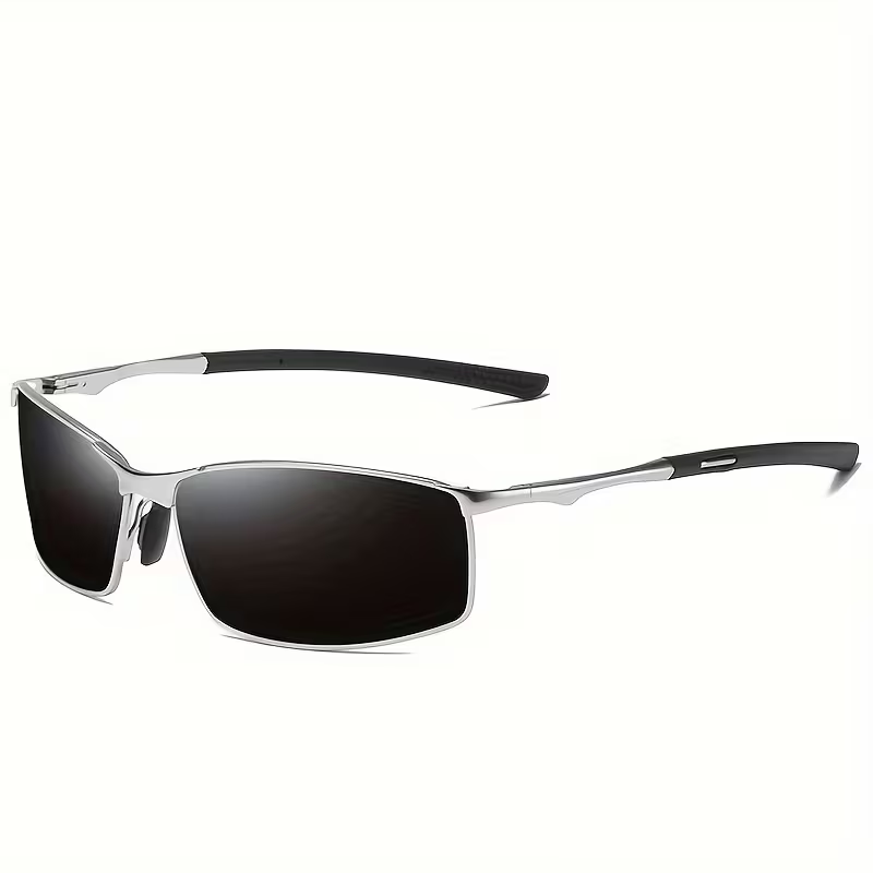 Lunettes de soleil homme à monture fine - noir argente