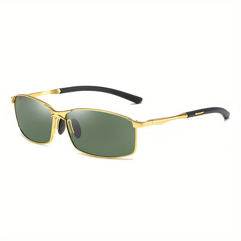 Lunettes de soleil homme à monture fine - vert dore