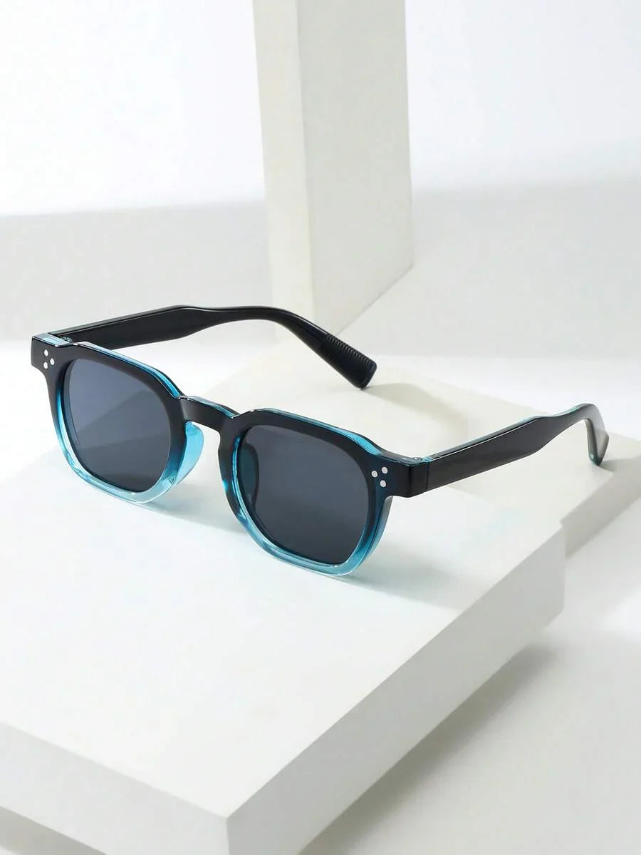 Lunettes de soleil homme à monture octogonale - Bleu/Gris