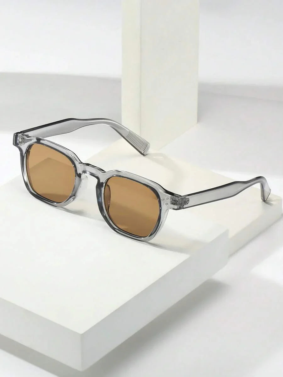 Lunettes de soleil homme à monture octogonale - Gris/Marron