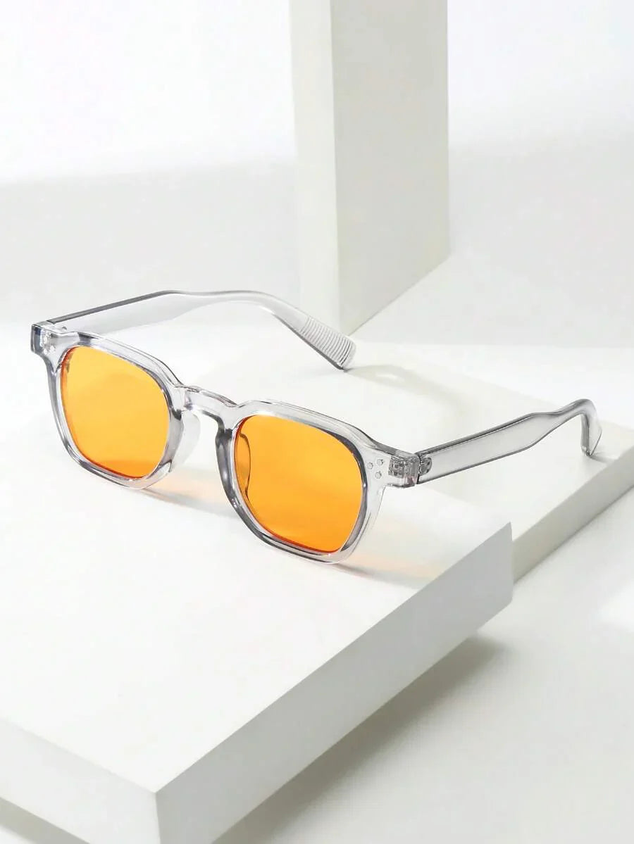 Lunettes de soleil homme à monture octogonale - Gris/Orange