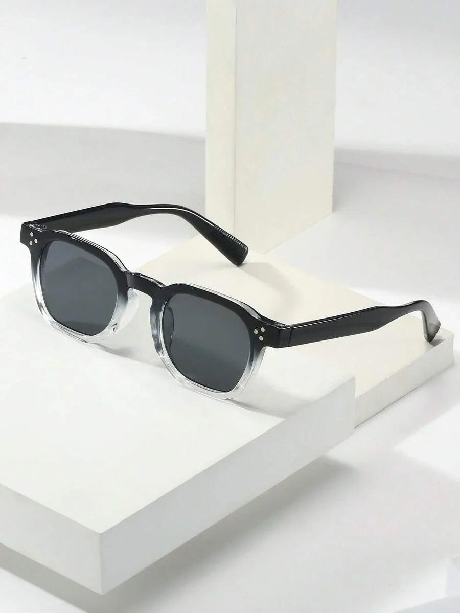 Lunettes de soleil homme à monture octogonale - Noir/Gris