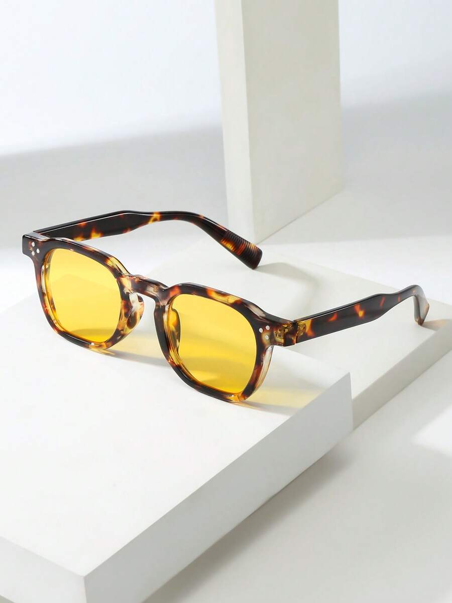 Lunettes de soleil homme à monture octogonale - Noir/Marron