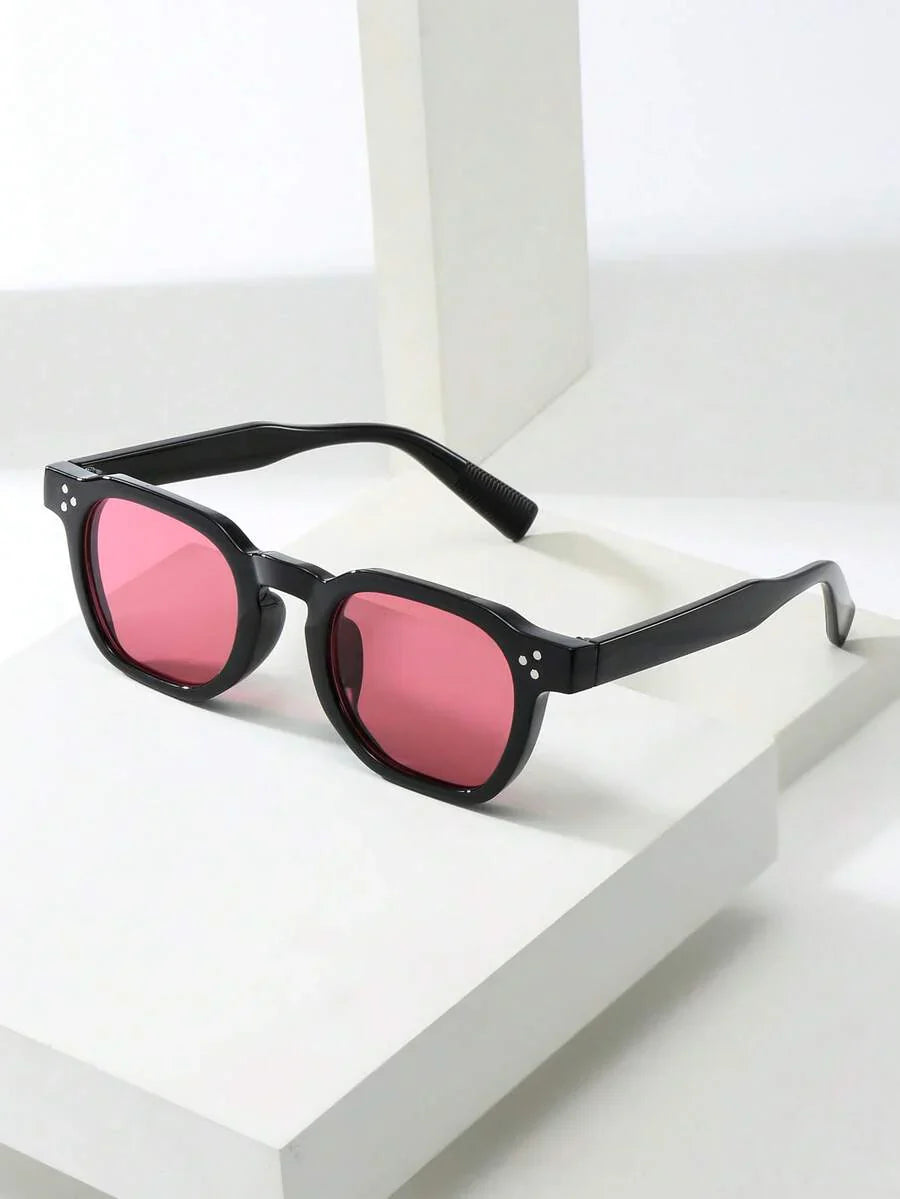 Lunettes de soleil homme à monture octogonale - Noir/Rouge