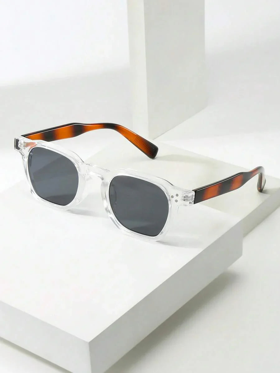 Lunettes de soleil homme à monture octogonale - Transparent/Gris
