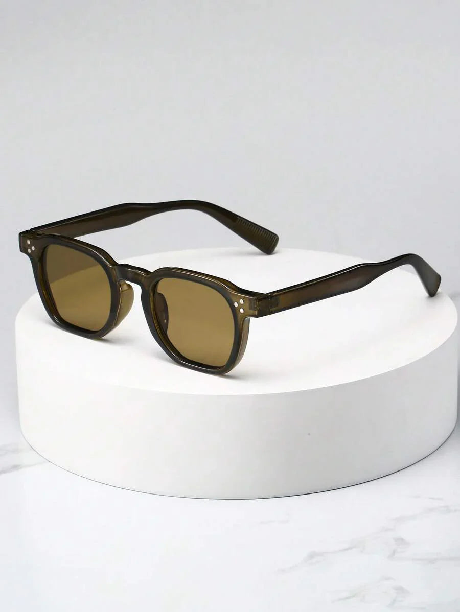 Lunettes de soleil homme à monture ronde - Vert/Jaune