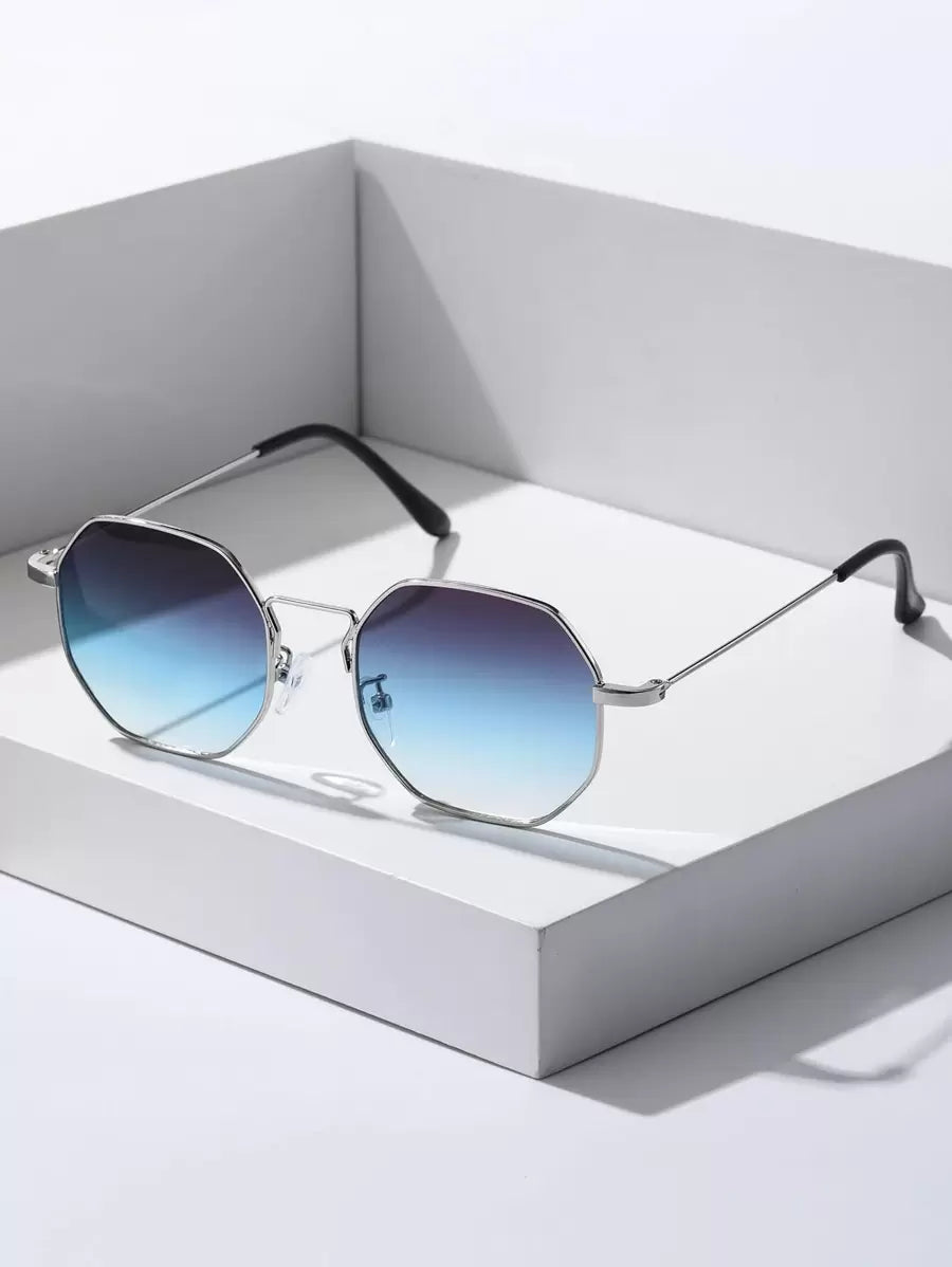 Lunettes de soleil homme octogonales - Bleu violet