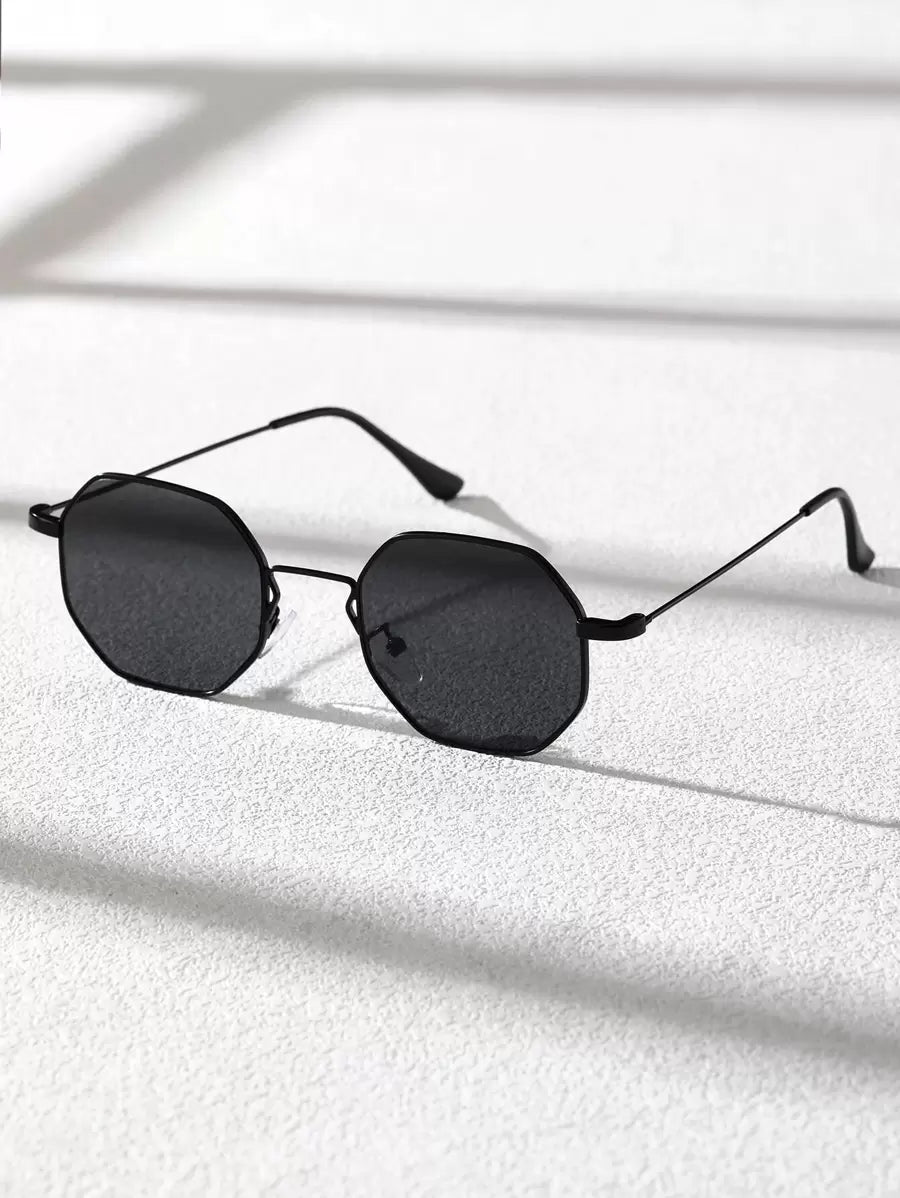 Lunettes de soleil homme octogonales - Noir
