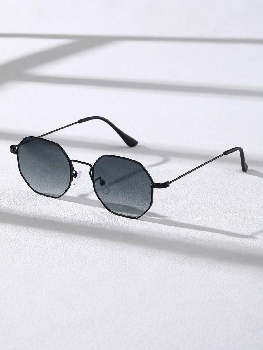 Lunettes de soleil homme octogonales - Noir gris