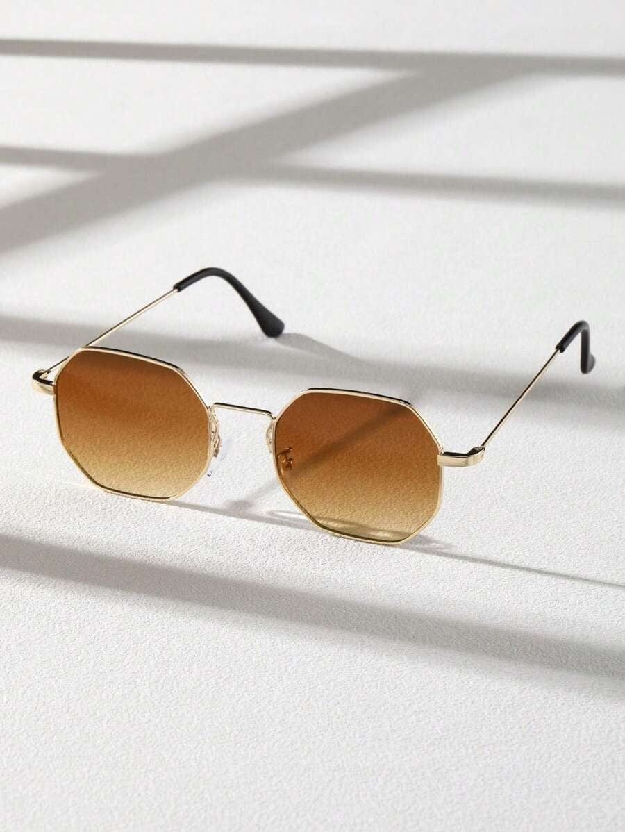 Lunettes de soleil homme octogonales - Or Ambre