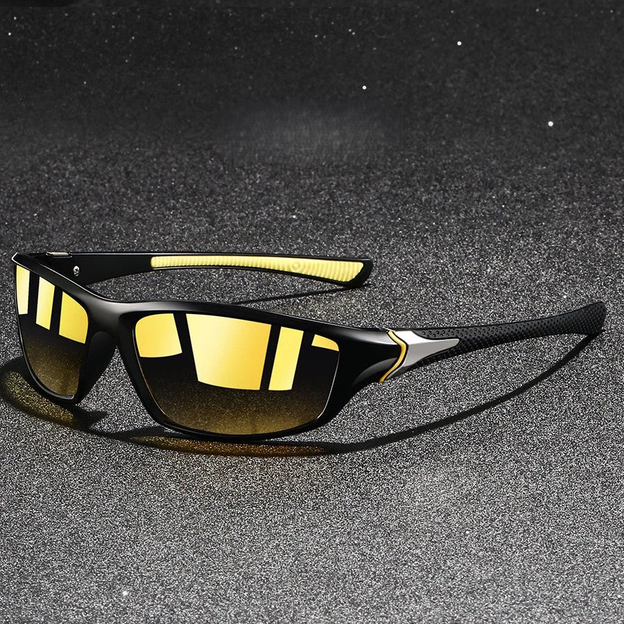Lunettes de soleil homme rectangulaires - Or