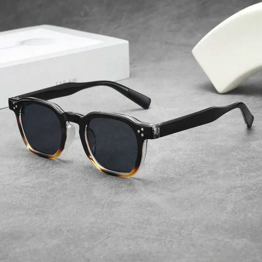 Lunettes de soleil homme rondes écaille - Noir/Marron clair