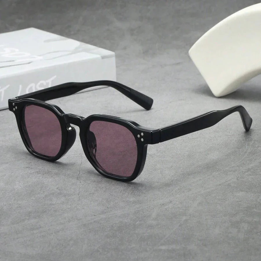 Lunettes de soleil homme rondes écaille - Noir/Violet