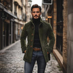 Manteau court ajusté en velours côtelé à col montant pour homme - image 3