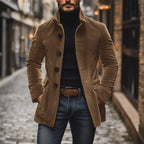 Manteau court ajusté en velours côtelé à col montant pour homme - image 10