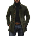 Manteau court ajusté en velours côtelé à col montant pour homme - Vert armée