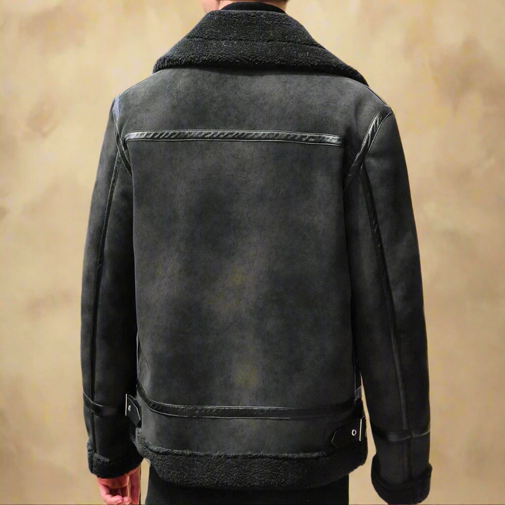 Manteau d’Hiver en Suède Premium pour Homme Ceinture – Manteau Chaud eStylé - image 2