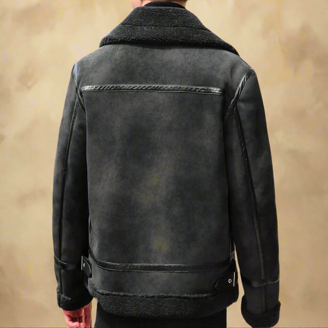 Manteau d’Hiver en Suède Premium pour Homme Ceinture – Manteau Chaud eStylé - image 2