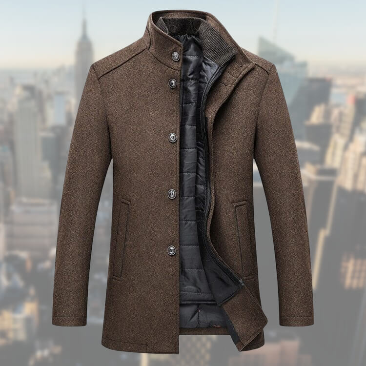 Manteau d’Hiver Homme en Mélange de Laine avec Gilet Amovible – Pardessus Mi-Long - image 1