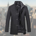 Manteau d’Hiver Homme en Mélange de Laine avec Gilet Amovible – Pardessus Mi-Long - Gris