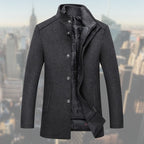 Manteau d’Hiver Homme en Mélange de Laine avec Gilet Amovible – Pardessus Mi-Long - Gris