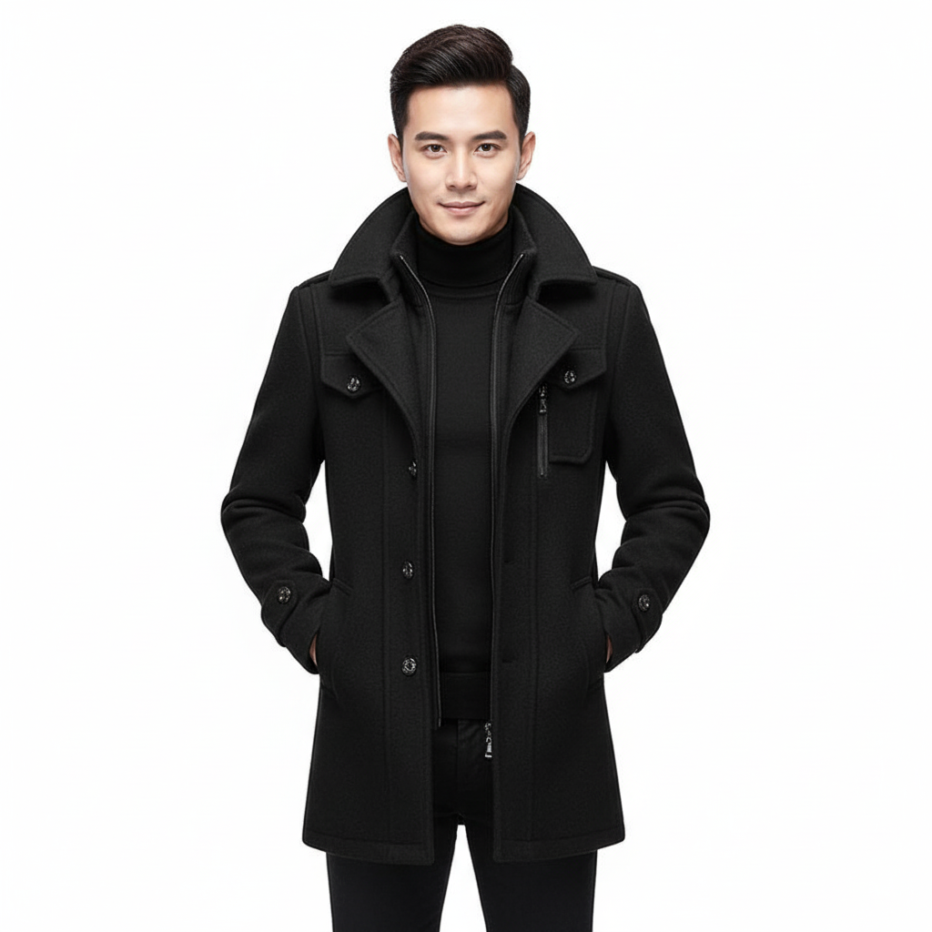 Manteau en Laine Double Couche Premium pour Homme – Pardessus Épais à Boutonnage Simple - image 2