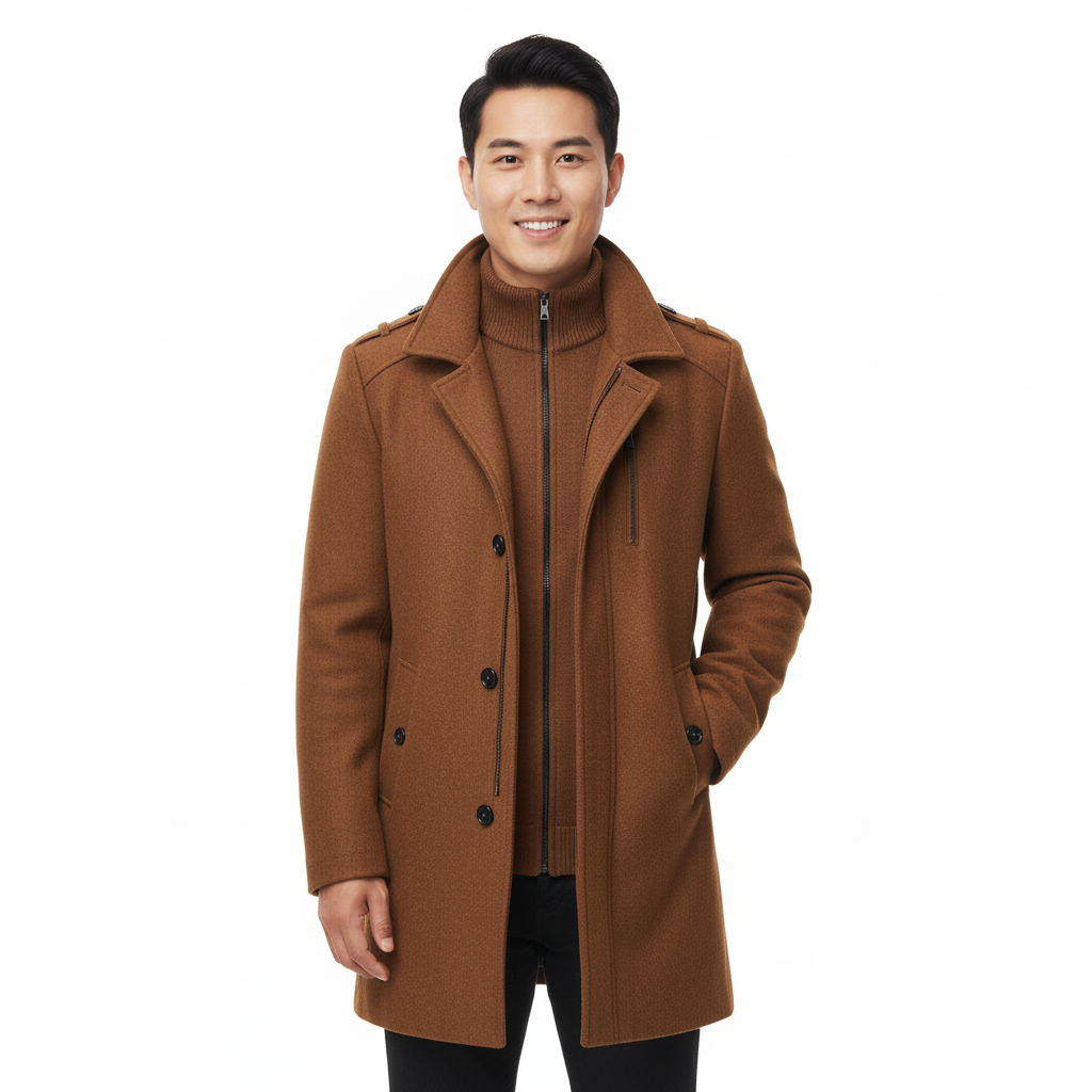 Manteau en Laine Double Couche Premium pour Homme – Pardessus Épais à Boutonnage Simple - image 4
