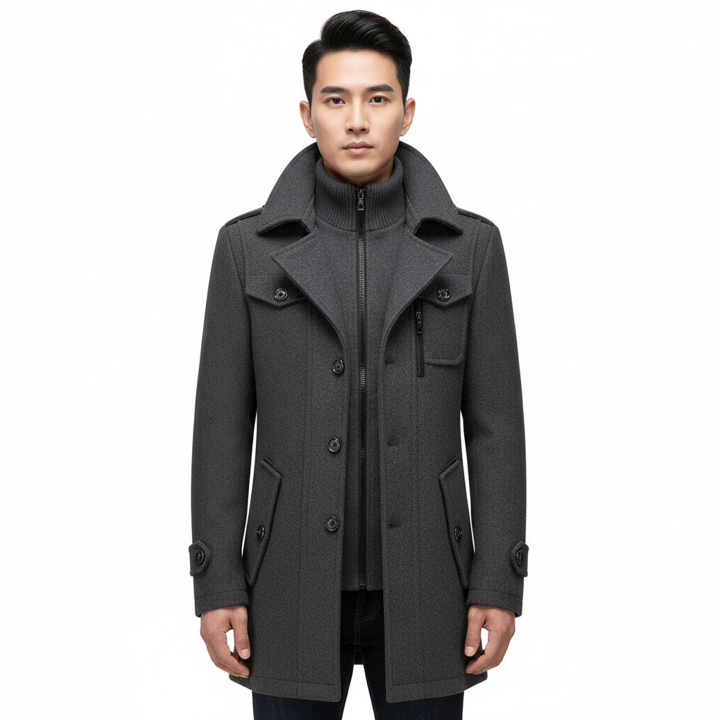 Manteau en Laine Double Couche Premium pour Homme – Pardessus Épais à Boutonnage Simple - image 6