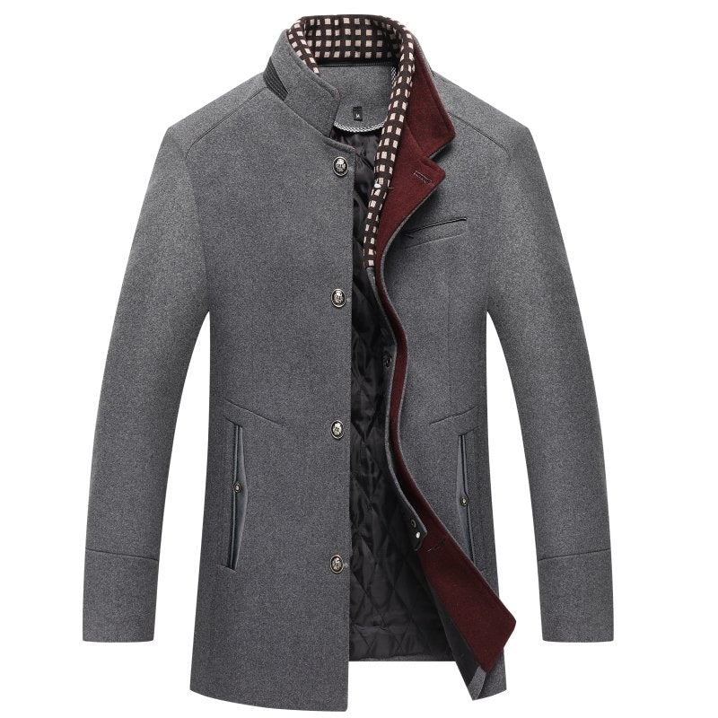 Manteau Homme en Mélange de Laine – Manteau d’Hiver Épais à Double Col - Gris