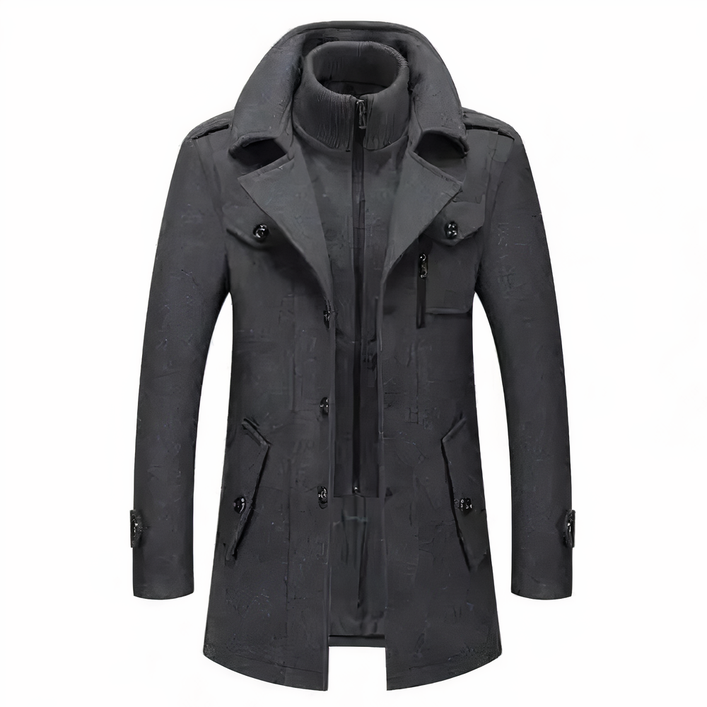 Manteau pour Homme en Mélange de Laine à Double Col – Classique Hiver - Gris