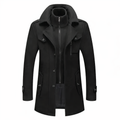 Manteau pour Homme en Mélange de Laine à Double Col – Classique Hiver - Noir