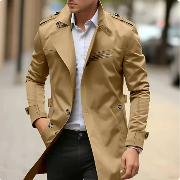Manteau Trench Classique Léger Confortable Homme - Durable Élégant Intemporel Voyage Décontracté d'Été - image 1