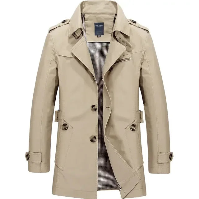 Manteau Trench Classique Léger Confortable Homme - Durable Élégant Intemporel Voyage Décontracté d'Été - Beige
