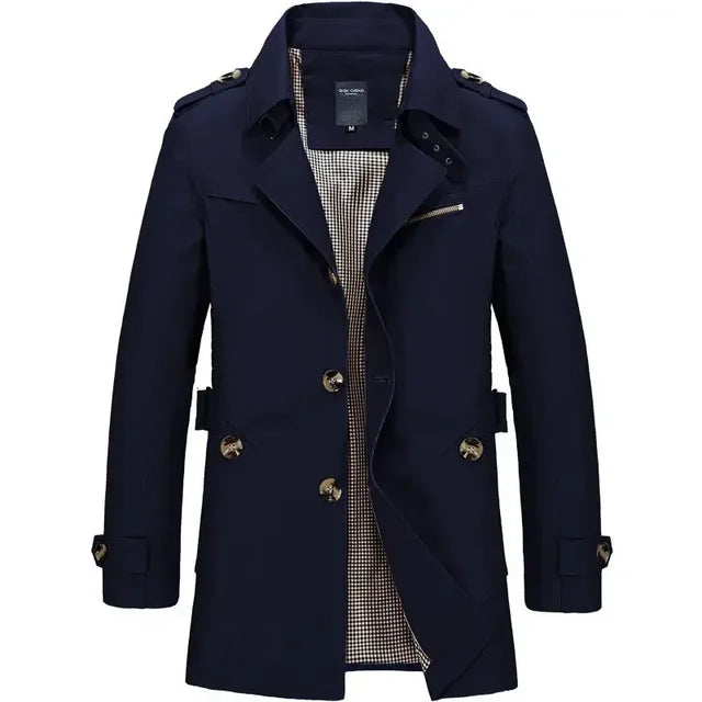 Manteau Trench Classique Léger Confortable Homme - Durable Élégant Intemporel Voyage Décontracté d'Été - Bleu marine