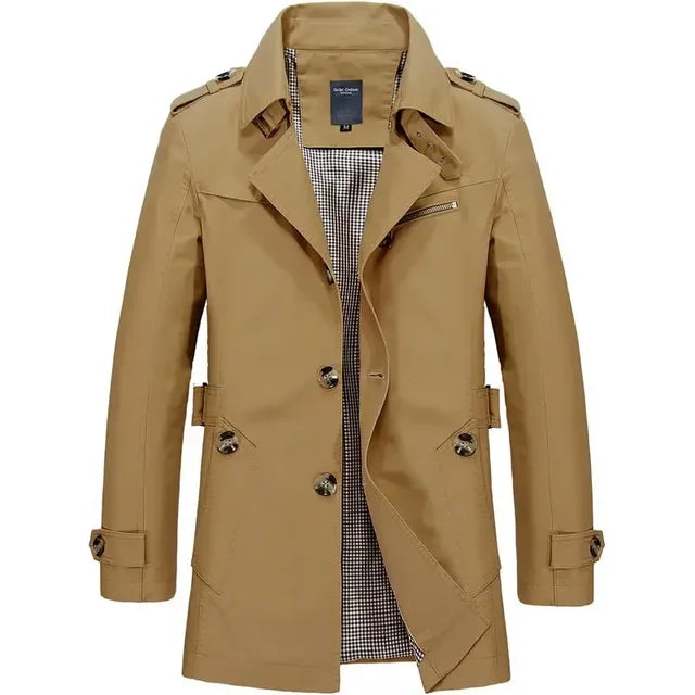 Manteau Trench Classique Léger Confortable Homme - Durable Élégant Intemporel Voyage Décontracté d'Été - Kaki