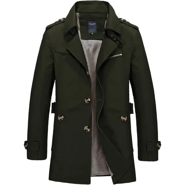 Manteau Trench Classique Léger Confortable Homme - Durable Élégant Intemporel Voyage Décontracté d'Été - Vert