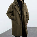 Manteau Trench Long pour Homme avec Capuche – Vêtement Chaud Isolé pour Temps Froid - Vert armée