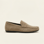 Mocassin à Barette en Cuir Suédé - Beige