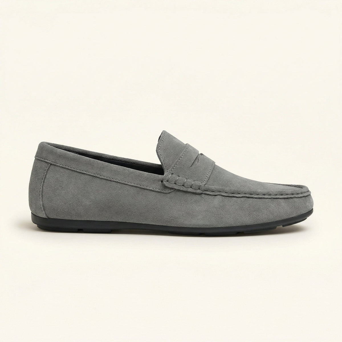 Mocassin à Barette en Cuir Suédé - Gris