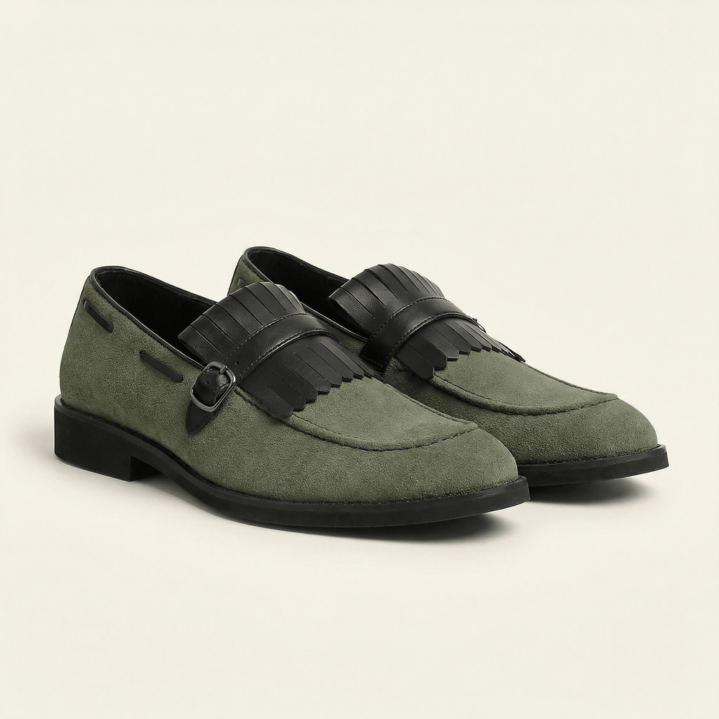 Mocassin à Franges et Boucle Décorative en Cuir Velours - image 5