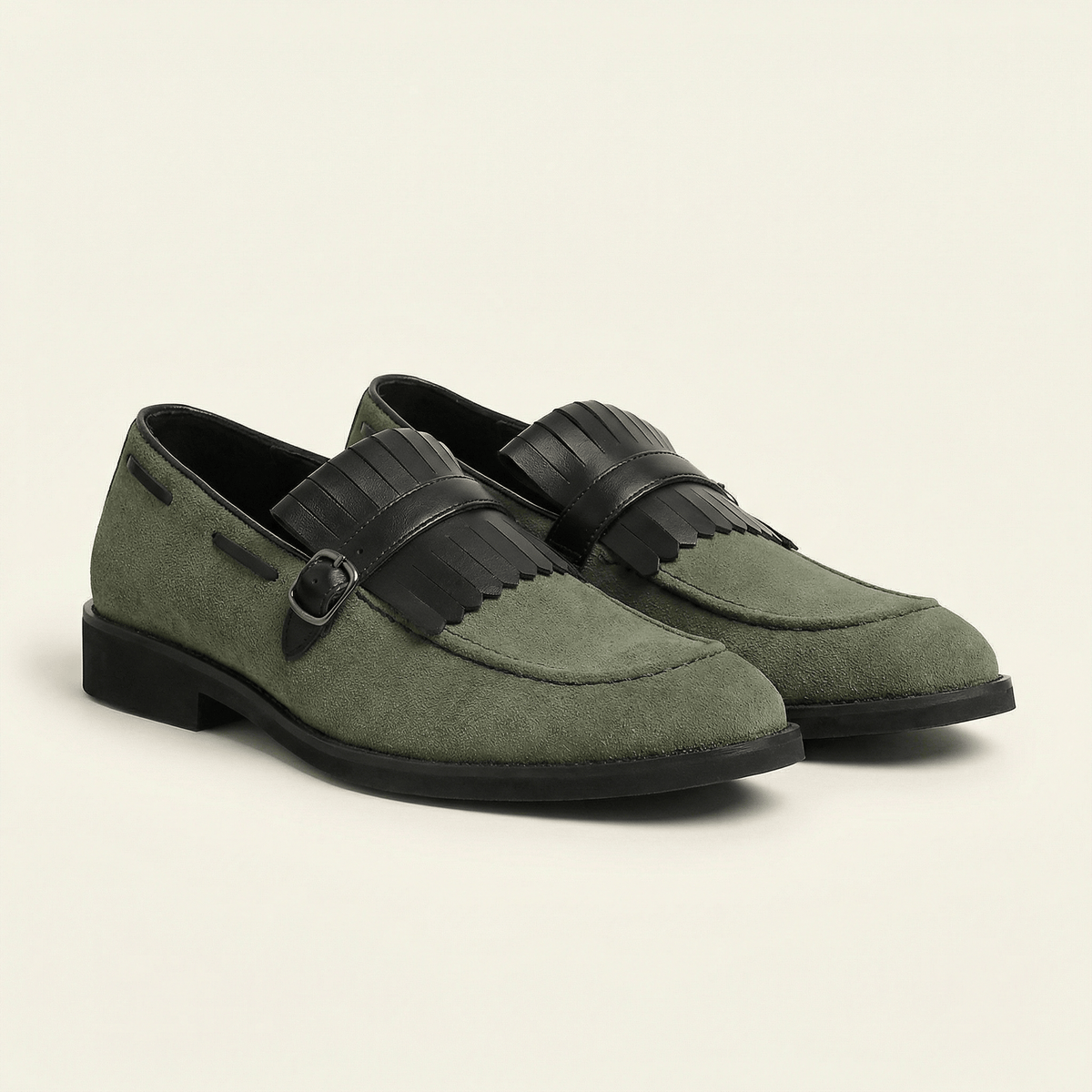 Mocassin à Franges et Boucle Décorative en Cuir Velours - image 5