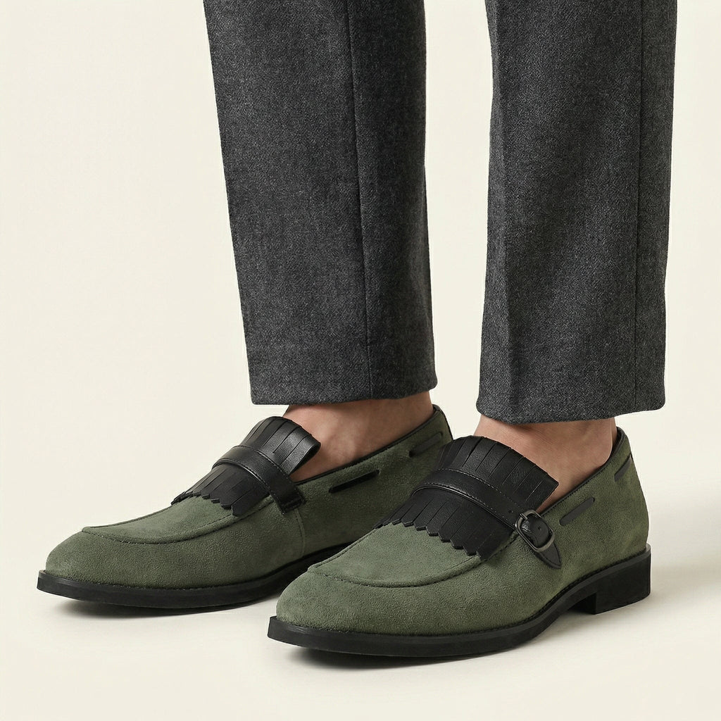 Mocassin à Franges et Boucle Décorative en Cuir Velours - image 6