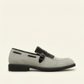 Mocassin à Franges et Boucle Décorative en Cuir Velours - Beige