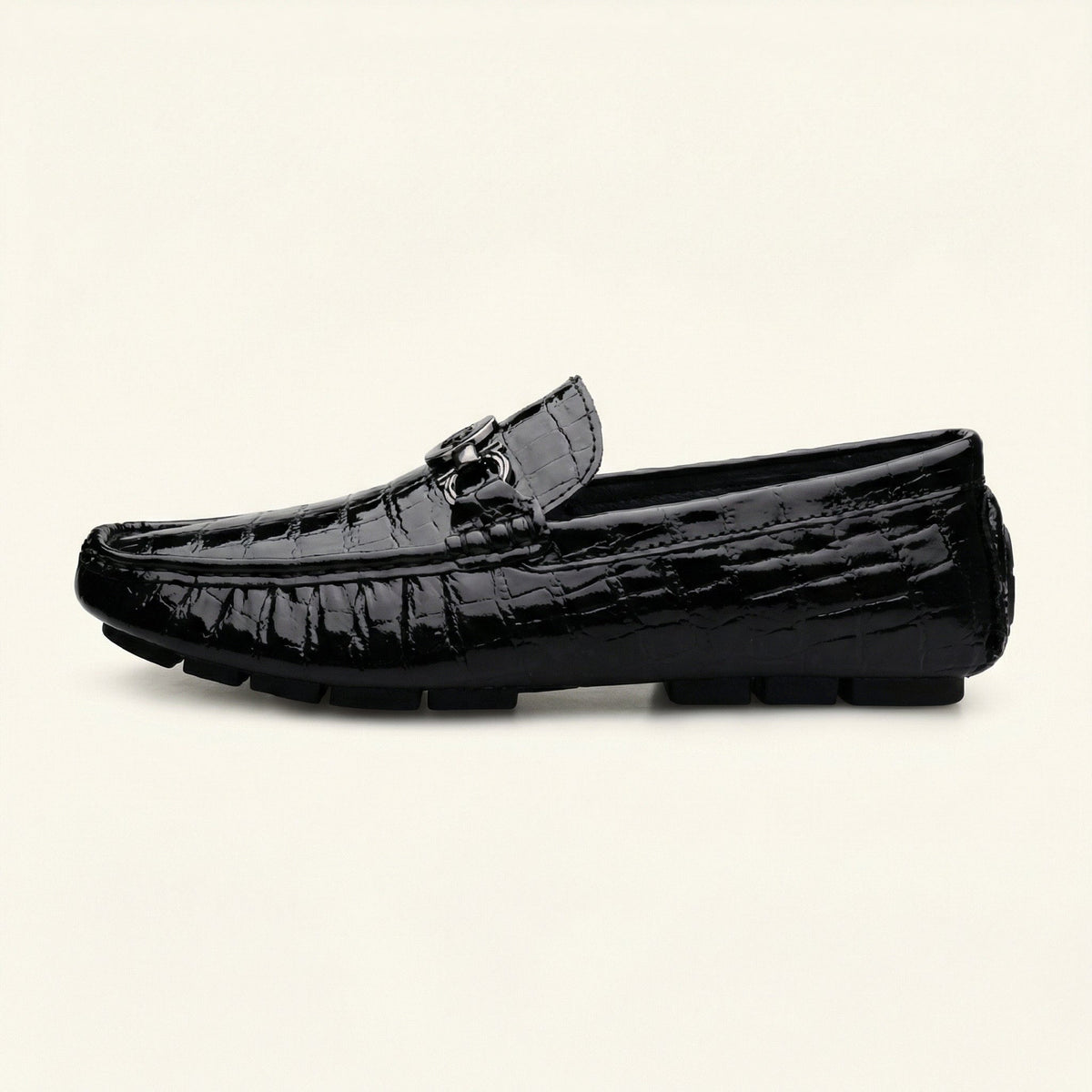Mocassin à Mors Effet Crocodile - Noir