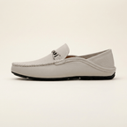 Mocassin à Ornement Métallique en Cuir Lisse - Beige