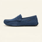 Mocassin à Picots avec Bande en Cuir Suédé - Bleu